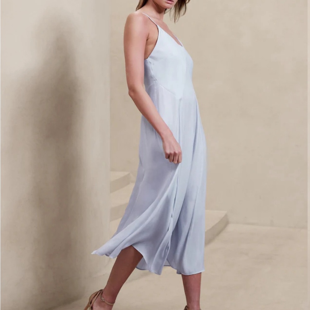 Satin Bandeau Maxi Dress NWT Pastel Blue Sz L